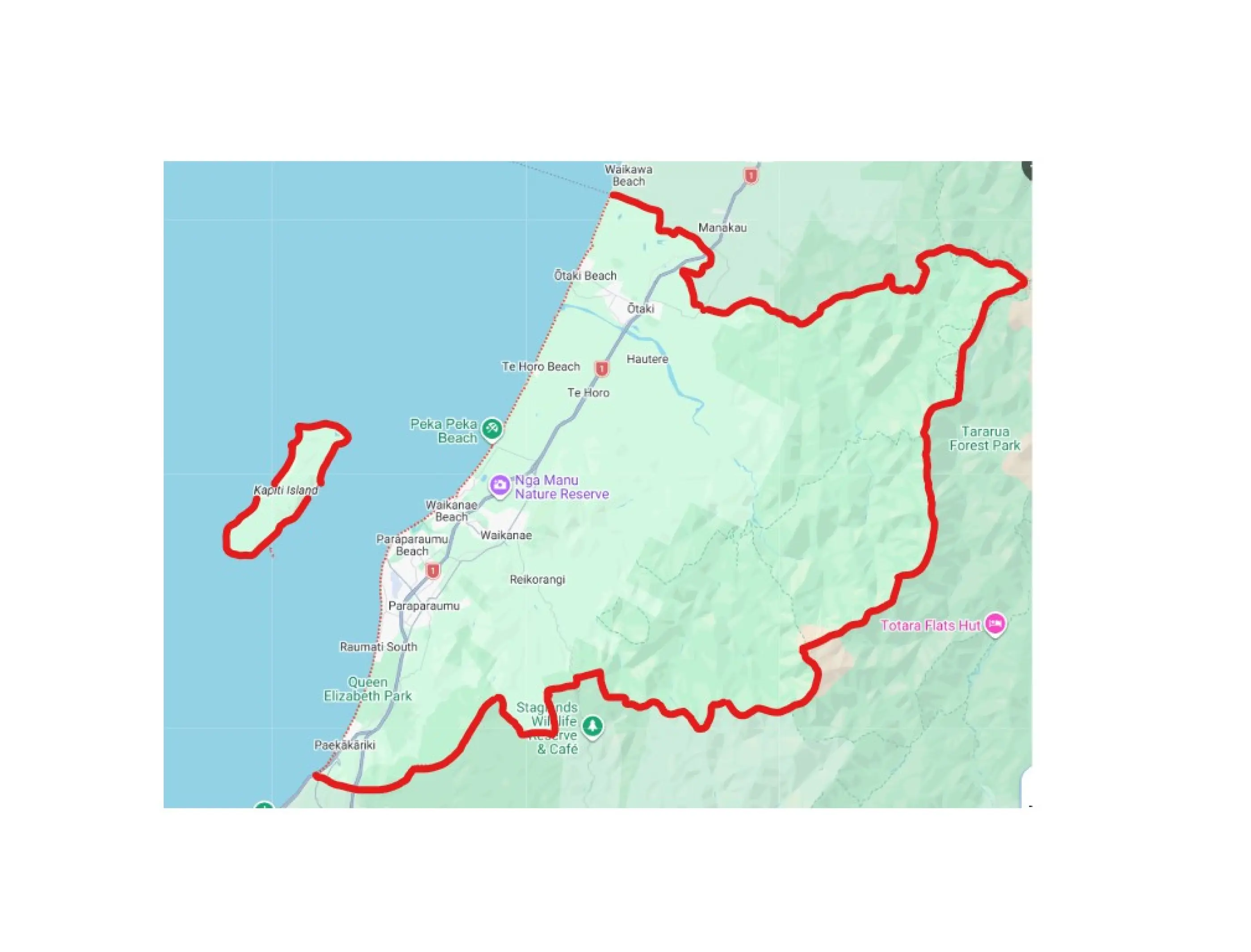 Kapiti map - funding area for The Maysie & Henry Hill Charitable Trust